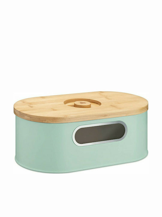 Navaris Ψωμιέρα με Καπάκι Μεταλλική Mint 33.5x19.5x13cm