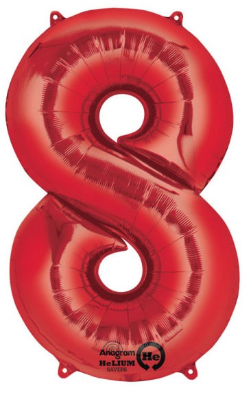 Number Red giant number foil balloon 8, 86*53 cm