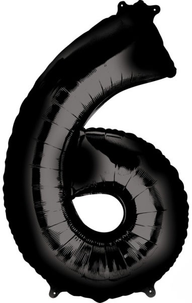 Number Black giant number foil balloon 6, 86*55 cm