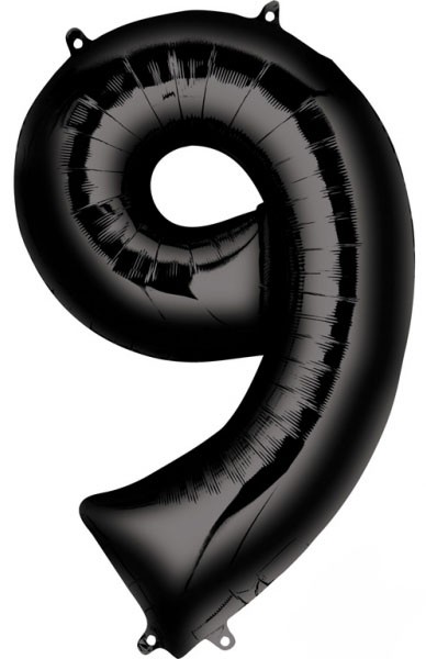 Number Black giant number foil balloon 9, 86*55 cm
