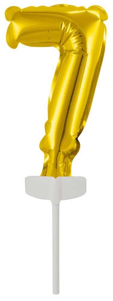 Number Gold, Number 7 foil balloon for cake 13 cm