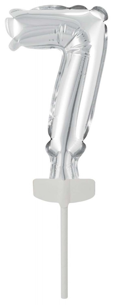 Number Silver 7th Number Foil Balloon for Cake 13 cm