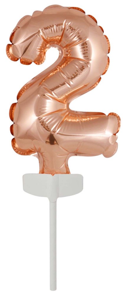 Number Rose Gold number 2 foil balloon for cake 13 cm