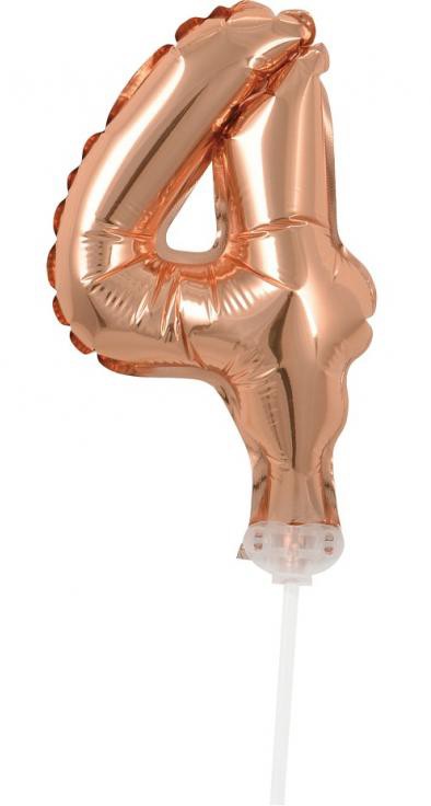 Number Rose Gold 4 number foil balloon for cake 13 cm