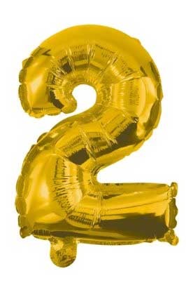 Number Gold, Gold mini number 2 foil balloon 32 cm