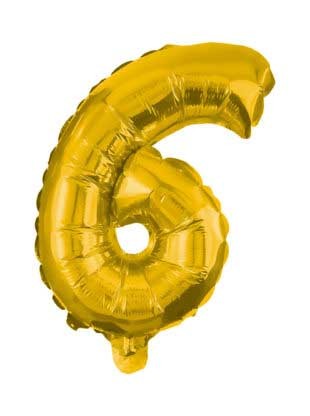 Number Gold, Gold mini number 6 foil balloon 35 cm