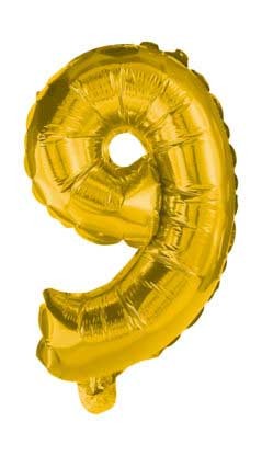 Number Gold, Gold mini number 9 foil balloon 35 cm