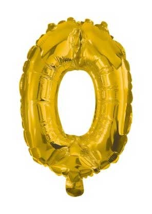 Number Gold, mini number 0 foil balloon 33 cm