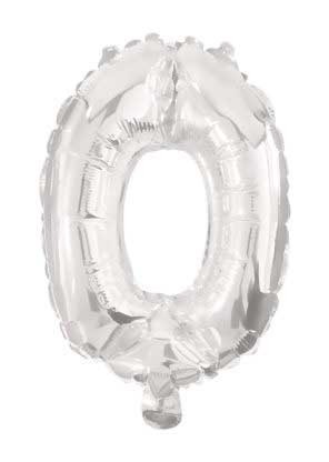 Number Mini 0 Silver Number Foil Balloon 33 cm
