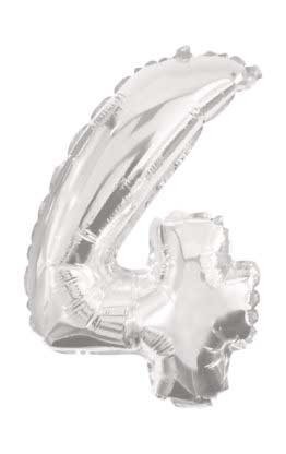 Number Giant Number 4 Silver Foil Balloon 85 cm
