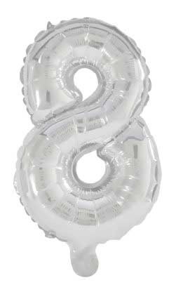 Number Giant Number 8 Silver Foil Balloon 85 cm