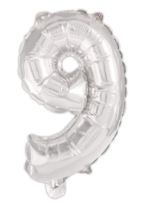 Number Silver, Silver number 9 foil balloon 95 cm
