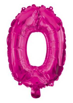 Number Hot Pink foil balloon number 0, 95 cm