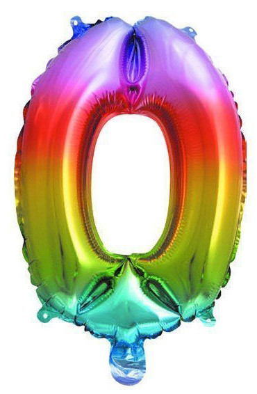 Number Multicolour Metallic Mini Number 0 Foil Balloon 33 cm