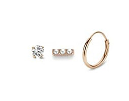 Victoria Rose gold colored earrings, set of 3