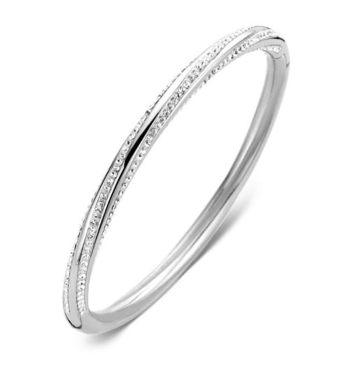 Victoria Silver-colored screw bracelet with white stones