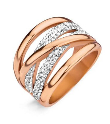 Victoria Rose gold colored ring with white stone