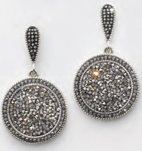 Victoria Silver-colored black stone earrings