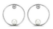 Victoria Silver-colored white pearl earrings