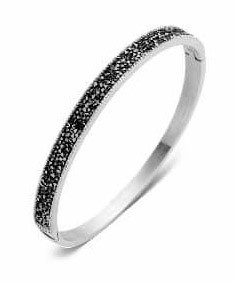 Victoria Silver-colored bracelet with black stones
