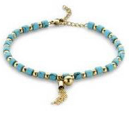 Victoria Gold-colored blue beaded bracelet