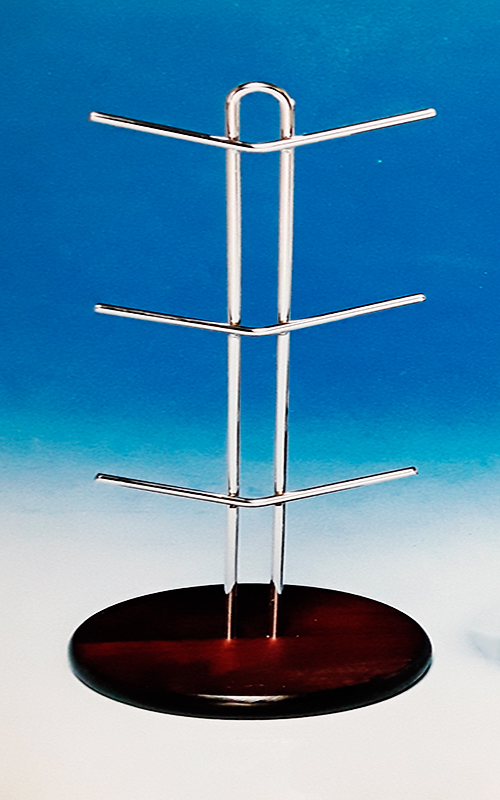 Κυπελοστάτης Μεταλλικός Chrome Με Ξύλινη Βάση