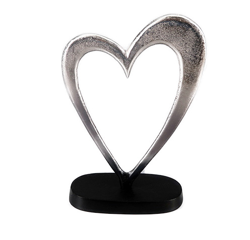 Μεταλλική Διακοσμητική Καρδία Σε Μαύρη Βάση
