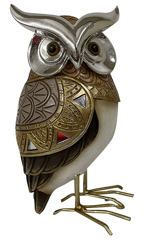 Διακοσμητική Κουκουβάγια Polyresin Εκρου/Χρυσή 8.5x8x15.5εκ