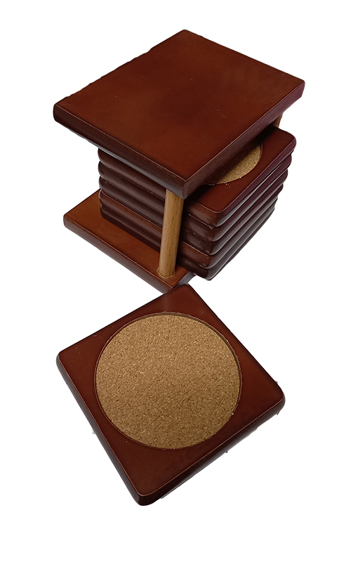 Σετ 6 Ξύλινα Σουβέρ Τετράγωνα 12x8x9εκ