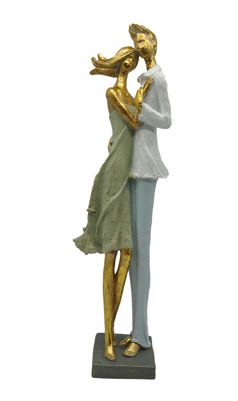 Διακοσμητική Πολυεστερική Φιγούρα Ζευγάρι Σε Χρυσό/Λαδί/Λευκό 10.5x7.3x35.5εκ