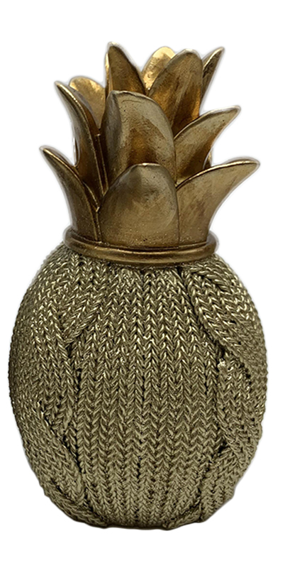 Διακοσμητικός Ανανάς Polyresin Light Green- Χρυσός 9x9x15εκ