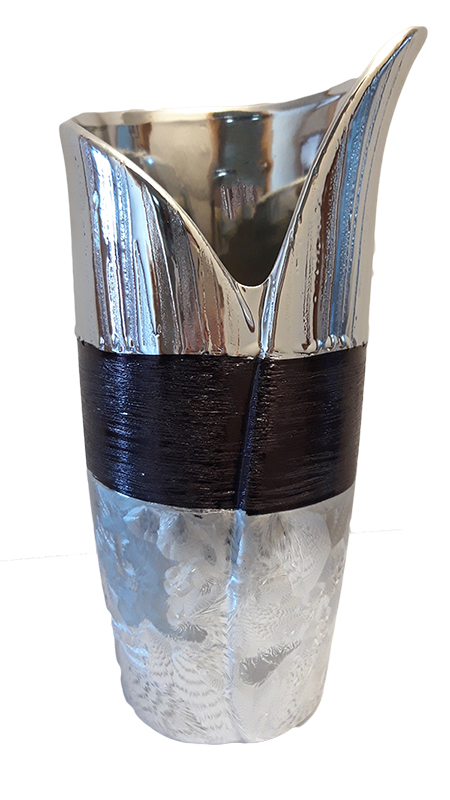 Κεραμικό Διακοσμητικό Βάζο Μαύρο/Ασημί