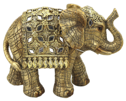 Διακοσμητικός Ελέφαντας Πολυεστερικός Σε Χρυσό Αντικέ Χρώμα 17x7.5x12.5cm