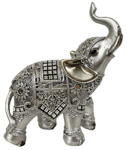 Διακοσμητικός Ελέφαντας Πολυεστερικός Σε Ασημί Χρώμα 12.5x5.5x15.5cm