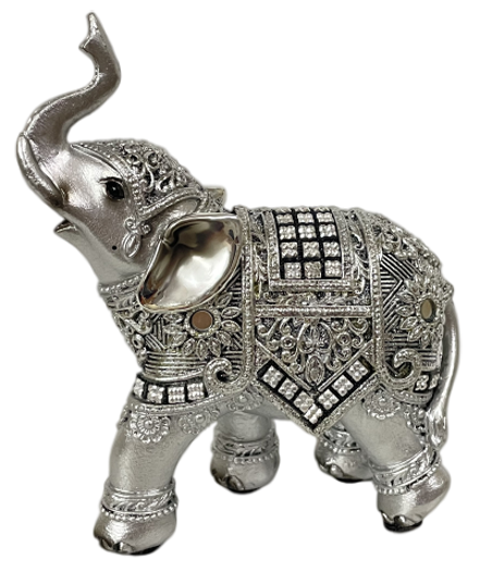Διακοσμητικός ελέφαντας πολυεστερικός σε ασημί χρώμα 11x5x13.5cm
