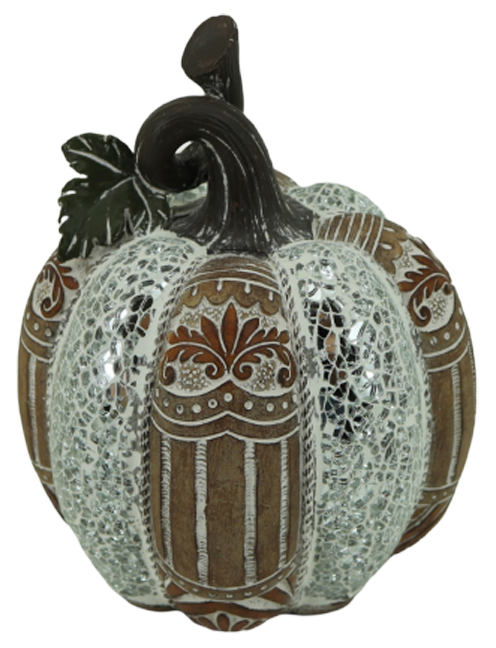 Διακοσμητική Πολυεστερική Κολοκύθα Ασημί - Καφέ 15x15x18.5cm