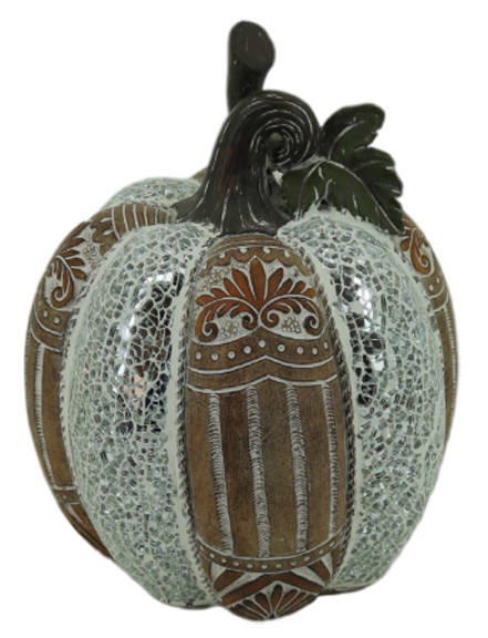 Διακοσμητική Πολυεστερική Κολοκύθα Ασημί - Καφέ 16x16x21cm