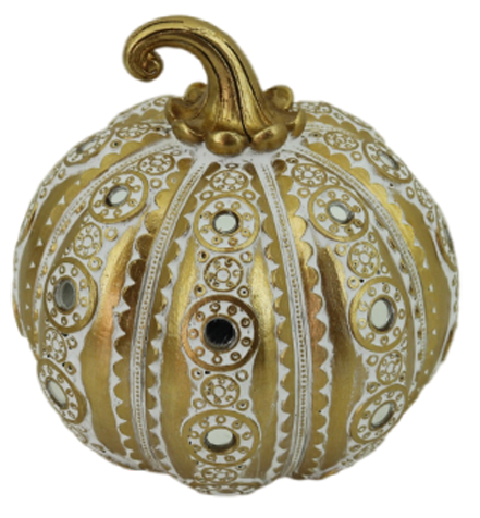 Διακοσμητική Πολυεστερική Κολοκύθα  Χρυσή -Ασημί 13.5x13.5x14cm