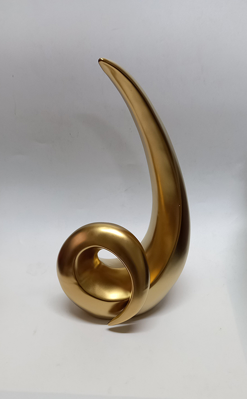 Κεραμικό διακοσμητικό βάζο φλόγα στριφτή σε χρυσό ματ  30.48cm