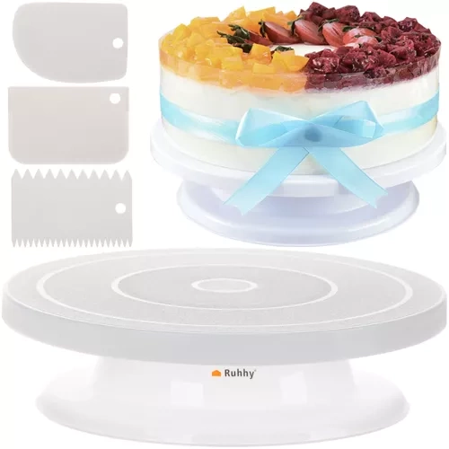 Rotating cake stand + 3 spatulas for decorating cakes