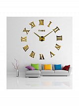 Ρολόι Τοίχου Αυτοκόλλητο Μεταλλικό Λατινικά Χρυσό ΖΗ0015