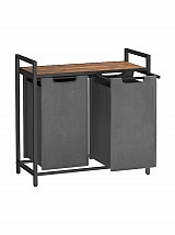 Vasagle Καλάθι Απλύτων με 2 Διαμερίσματα και Ράφι - 92L - Vintage Brown / Grey - BLH201G01