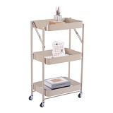 Αναδιπλούμενο Μεταλλικό Τρόλεϊ Αποθήκευσης με 3 Καλάθια & Ρόδες Taupe χρώμα 46x29x77εκ. Ankor  852987