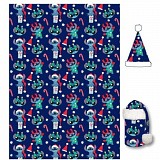 Disney Lilo and Stitch Holiday Christmas flannel blanket and hat set