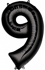 Number Black giant number foil balloon 9, 86*55 cm