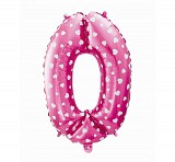 Number Pink with Hearts, Pink 0-shaped foil balloon 61 cm