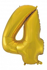Number Gold Mat Gold Number 4 Foil Balloon 92 cm