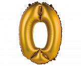 Number Gold Matt Gold 0 mini number foil balloon 35 cm