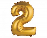 Number Gold Matt Gold number 2 mini foil balloon 35 cm