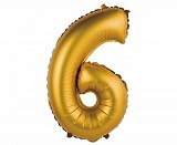 Number Gold Matt Gold 6 Mini Number Foil Balloon 35 cm